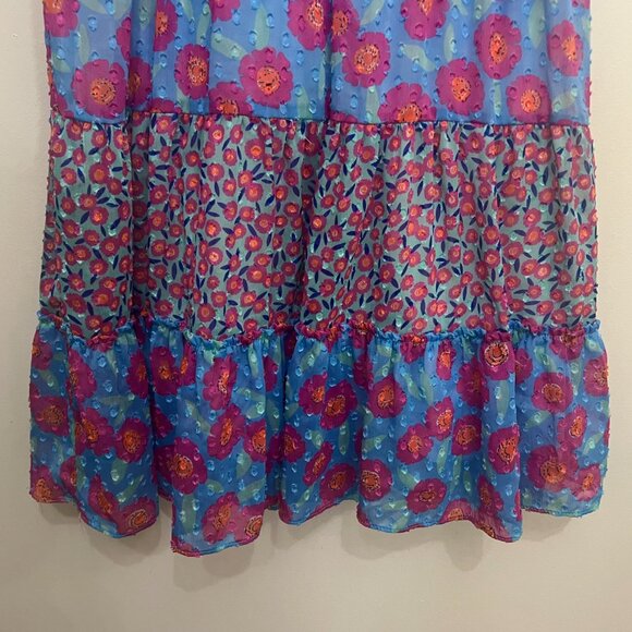 Kate Spade New York Girls Floral Swiss Dot Dress A Line Tiered Trapeze Size 8Y - Picture 3 of 9